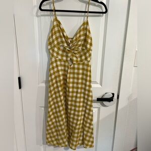 Gilli Mustard Checkered Midi Dress